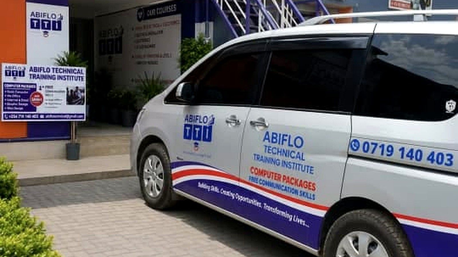 ABIFLO TTI entrance with the institute training vehicle